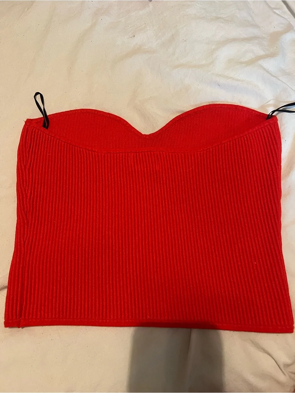 H&M Red Ribbed Strapless Crop Top - Picture 2 of 3